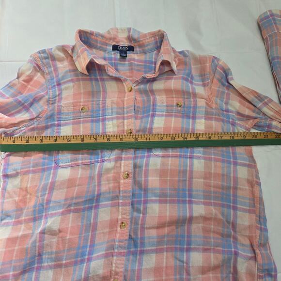 Chaps Woman's Multi-Colored Plaid Long Sleeve Button Down Short size M - Picture 7 of 8
